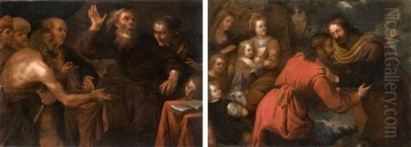 La Reconciliation De Jacob Et Esau (+ Scene De L'ancien Testament; Pair) Oil Painting by Giovanni Andrea de Ferrari