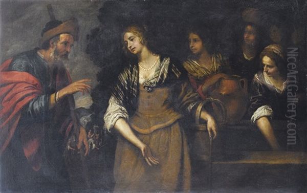 Rebecca E Eliezer Al Pozzo Oil Painting by Giovanni Andrea de Ferrari