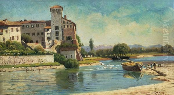 Castello, Cassano D'adda Oil Painting by Giovanni Battista Ferrari