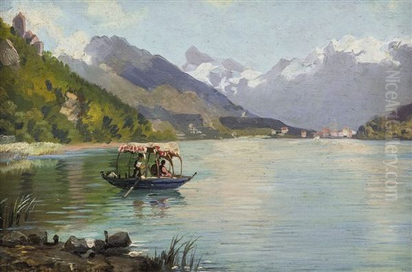 Da Bellaria Omegna, Lago D'orta Oil Painting by Giovanni Battista Ferrari