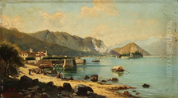 View Of Lake Maggiore Oil Painting by Giovanni Battista Ferrari