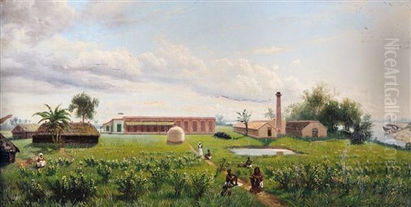 Fattoria Di Gaddee In Bengala Oil Painting by Giovanni Battista Ferrari