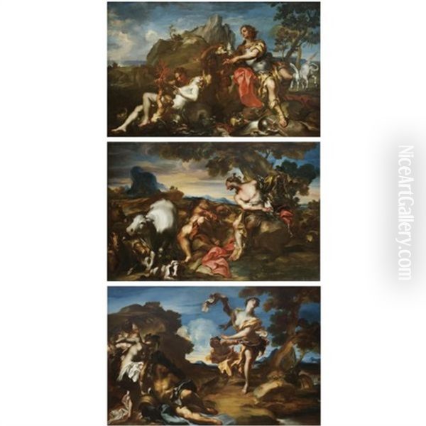 Perseo E Andromeda (+ 2 Others; Set Of 3) Oil Painting by Gregorio de Ferrari