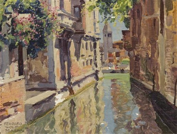 Rio Rezzonico, Venice Oil Painting by Teodoro Wolf Ferrari