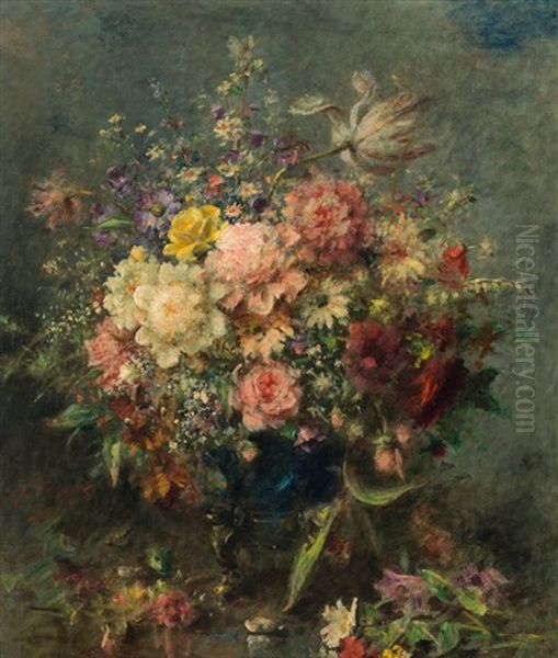 Still Life With Peonies Oil Painting by Arthur von Ferraris