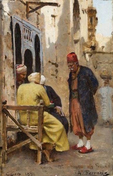 Les Joueurs, Vieille Rue Du Caire Oil Painting by Arthur von Ferraris