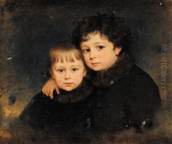 Portrait D'enfants Oil Painting by Arthur von Ferraris