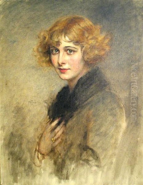 A Portrait Of A Woman (+ Another Portrait, Smllr; 2 Works) Oil Painting by Arthur von Ferraris