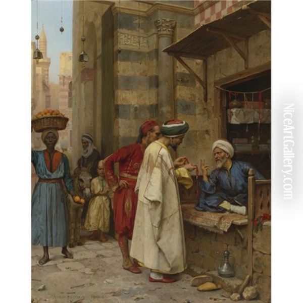 Driving A Bargain, Cairo Oil Painting by Arthur von Ferraris