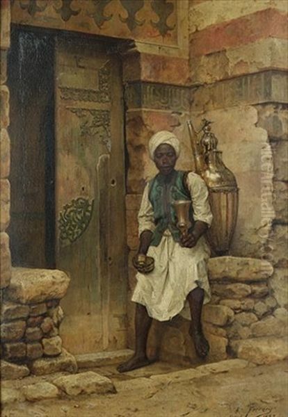 A Nubian Boy Oil Painting by Arthur von Ferraris