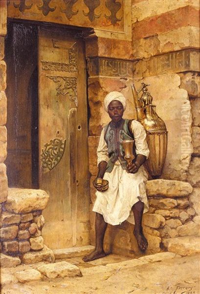 A Nubian Boy Oil Painting by Arthur von Ferraris