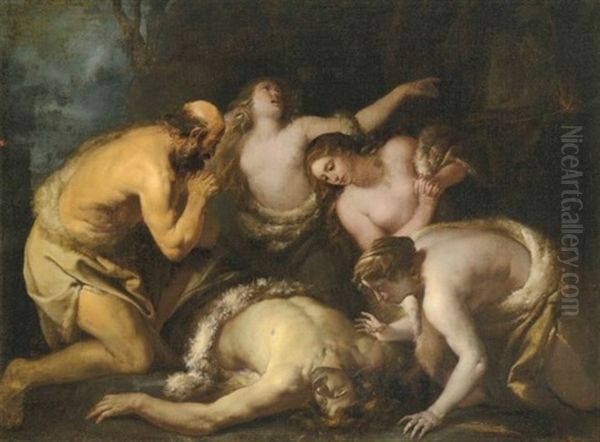 Adam And Eve Mourning The Death Of Abel (?) Or The Death Of Phaeton Oil Painting by Orazio Ferraro