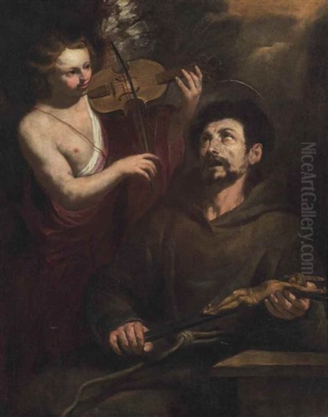 The Vision Of Saint Francis Oil Painting by Orazio Ferraro