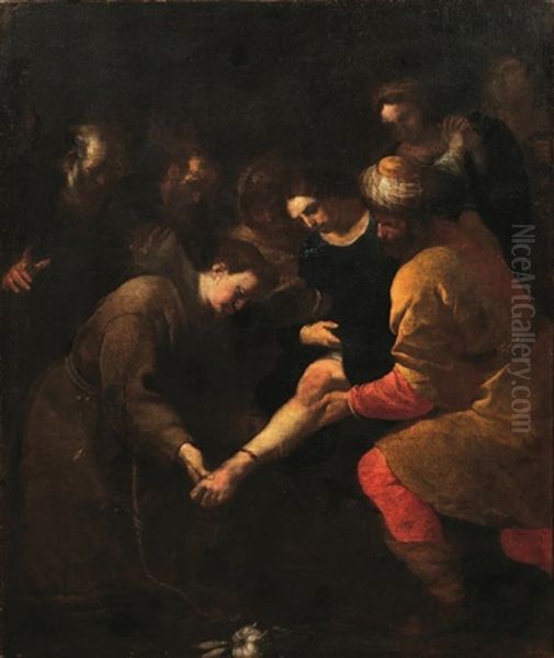 S. Antonio Da Padova E Il Miracolo Del Piede Oil Painting by Orazio Ferraro