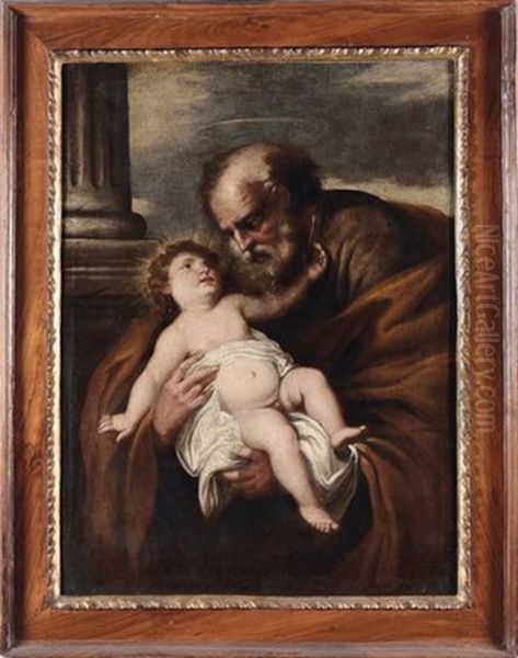 Giuseppe Con Il Bambin Gesu Oil Painting by Orazio Ferraro