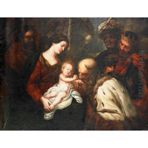 The Adoration Of The Magi Oil Painting by Orazio Ferraro