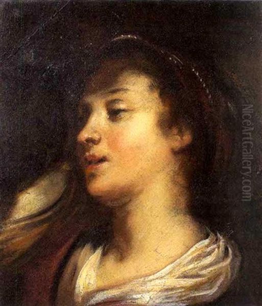 Head Of A Woman Oil Painting by Orazio Ferraro