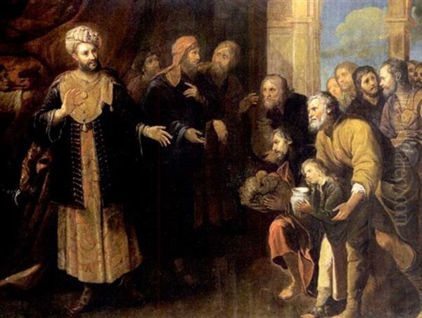 Joseph Accueillant Ses Freres A La Cour De Pharaon (gen, 43:15 & Suiv.) Oil Painting by Orazio Ferraro