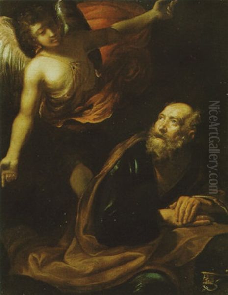 San Pietro Visitato Dall'angelo Oil Painting by Orazio Ferraro