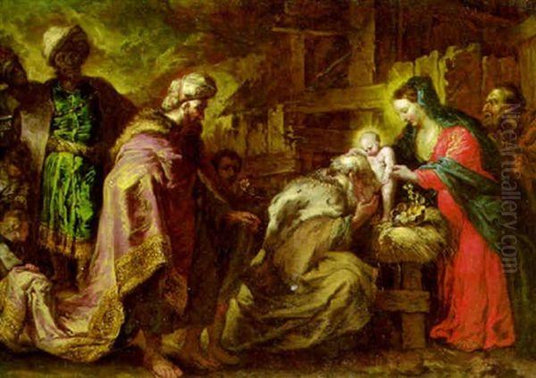 The Adoration Of The Magi Oil Painting by Orazio Ferraro