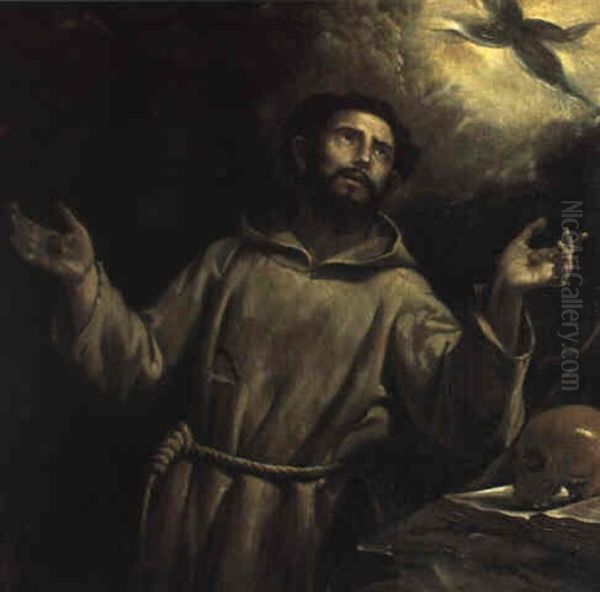 Der Heilige Franziskus Empf,ngt Die Wundmale Christi Oil Painting by Orazio Ferraro