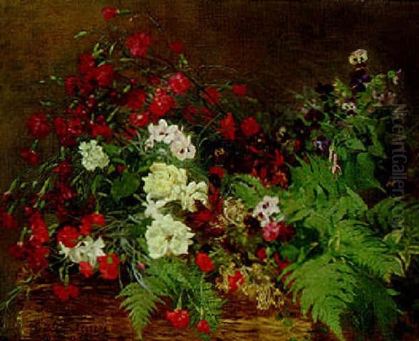 Summer Flowers Oil Painting by Cecile (Mme. Guerin) Ferrere