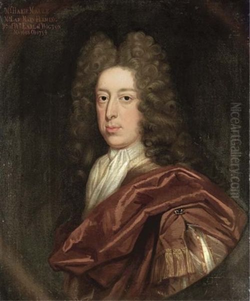 Portrait Of The Hon. Harie Maule In A Brown Cloak And White Stock Oil Painting by Benjamin Ferrers