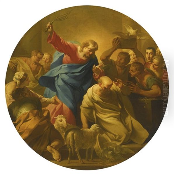 Christ Driving The Money Lenders From The Temple Oil Painting by Giovanni Domenico Ferretti