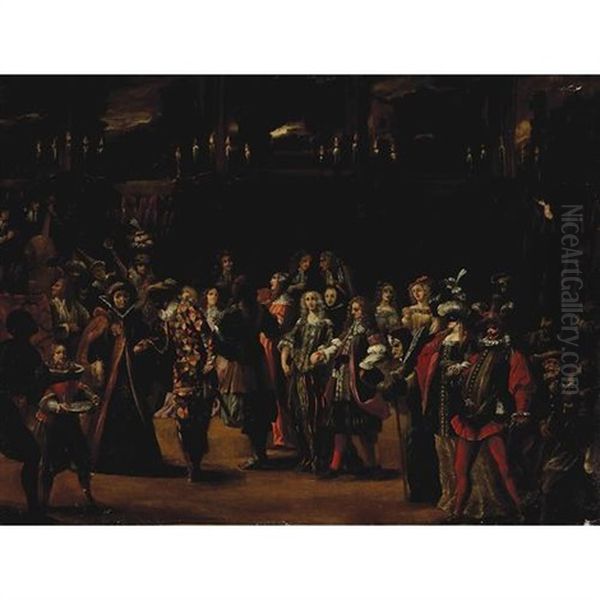 The Masquerade Ball Oil Painting by Giovanni Domenico Ferretti