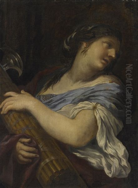 Portrait Of A Lady, Half Length, Holding A Fasces Oil Painting by Ciro Ferri