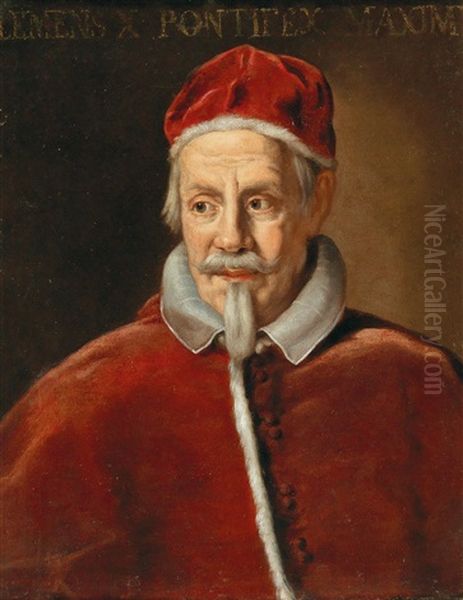 Portrait Of Pope Clement X Altieri Oil Painting by Ciro Ferri