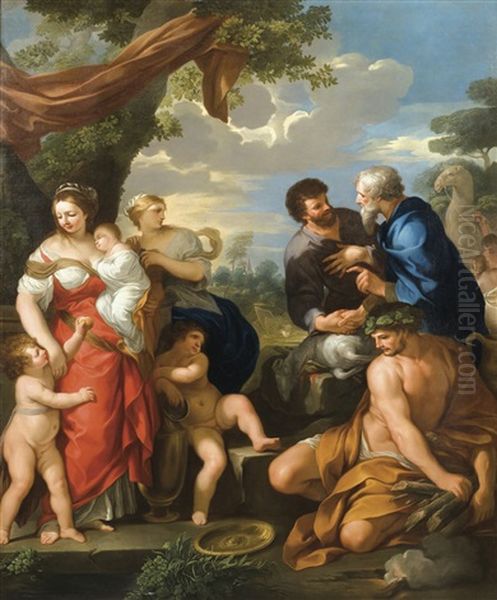 La Reconciliation De Jacob Et Laban Oil Painting by Ciro Ferri