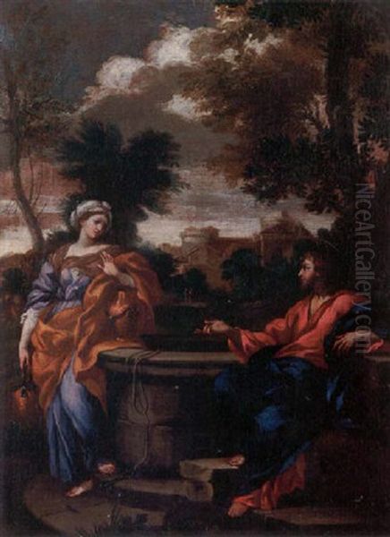 Christ And The Woman Of Samaria Oil Painting by Ciro Ferri