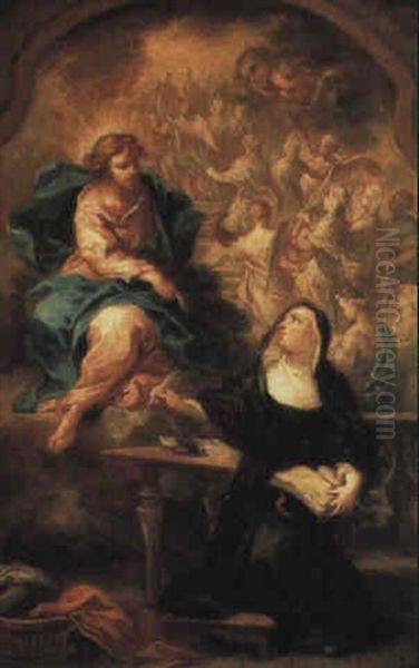 St. Theresa Of Avila Interceding For Souls In Purgatory by Ciro Ferri