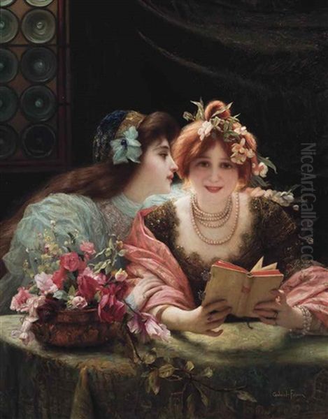 Whispers In The Library Oil Painting by Gabriel Joseph Marie Augustin Ferrier