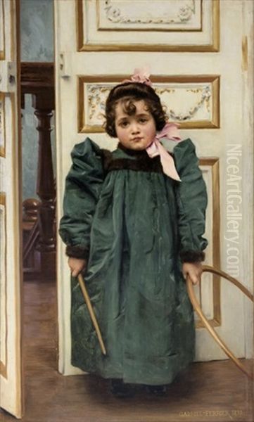 Odette Ferrier 4 Ans, Portrait De Sa Fille Oil Painting by Gabriel Joseph Marie Augustin Ferrier