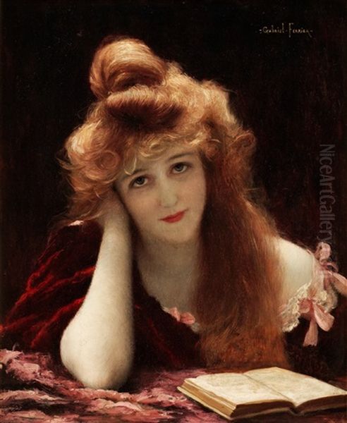 Lasande Flicka Oil Painting by Gabriel Joseph Marie Augustin Ferrier