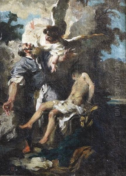 Le Sacrifice D'abraham (study) Oil Painting by Gabriel Joseph Marie Augustin Ferrier