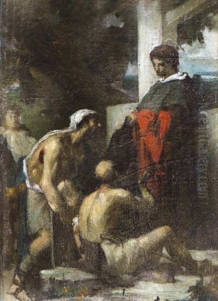 Saint Visitant Les Malades (study) Oil Painting by Gabriel Joseph Marie Augustin Ferrier