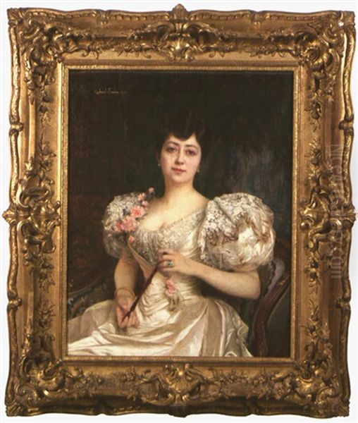 Portrait De Marie-madeleine Sicre Oil Painting by Gabriel Joseph Marie Augustin Ferrier