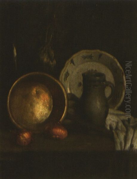 Nature Morte Au Pichet, Gres Et Oignons Oil Painting by Gabriel Joseph Marie Augustin Ferrier