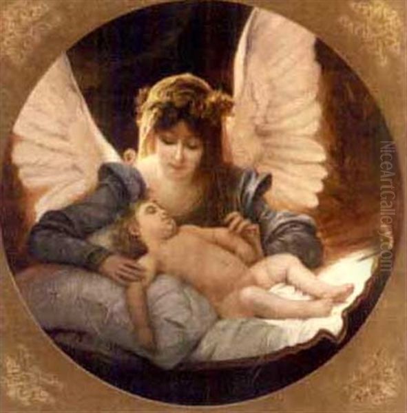 L'ange Gardien Oil Painting by Gabriel Joseph Marie Augustin Ferrier