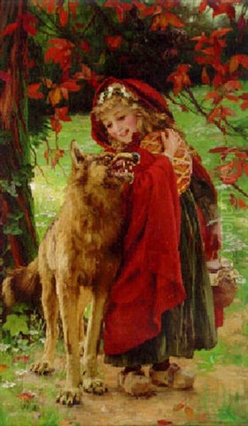 Little Red Riding Hood Oil Painting by Gabriel Joseph Marie Augustin Ferrier