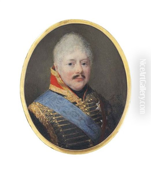 Louis, Duke Of Wurttemberg (1756-1817), In Military Uniform, Gold-trimmed Navy Coat With Red Collar And Gold Frogging Oil Painting by Francois Ferriere