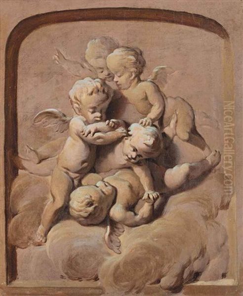 Putti Disporting Oil Painting by Francois Ferriere