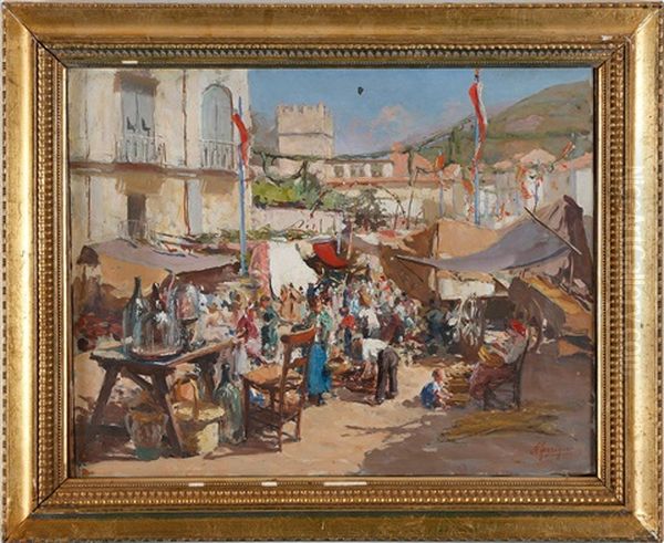 Market Motive Oil Painting by Antonio Ferrigno