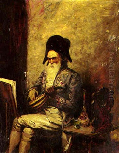 Old Man Playing Oil Painting by Jean Leon Gerome Ferris