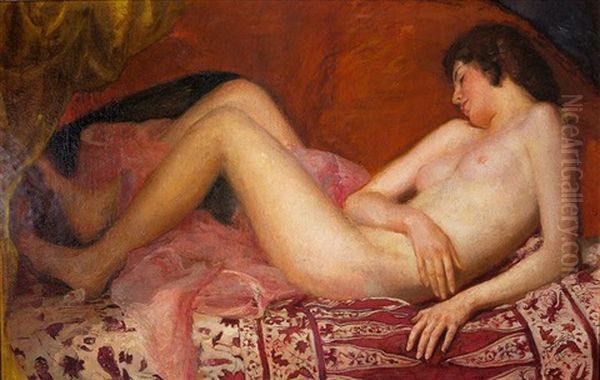 Nudo Disteso (venere) Oil Painting by Cesare Ferro