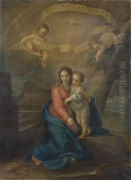 La Virgen Con El Nino Oil Painting by Gregorio Ferro