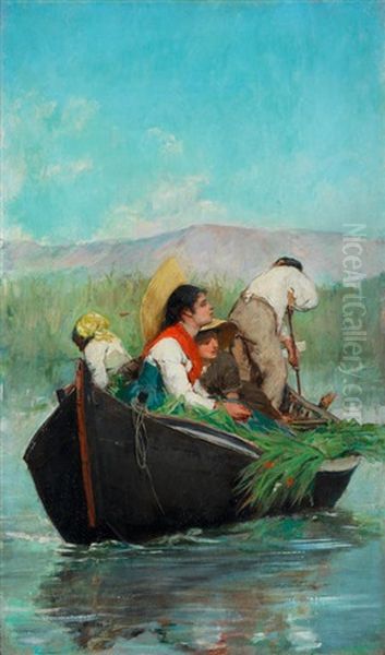 The Reed Boat Oil Painting by Egisto Ferroni